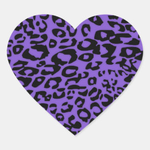 purple cheetah heart sticker