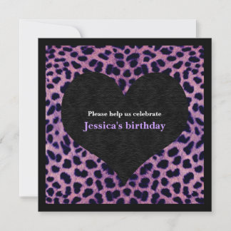 Purple Cheetah Print Party Invitation