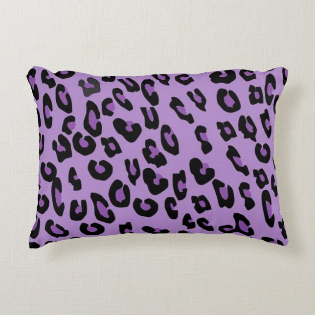 Purple Cheetah Print Pattern Black Spots Accent Pillow (Front)