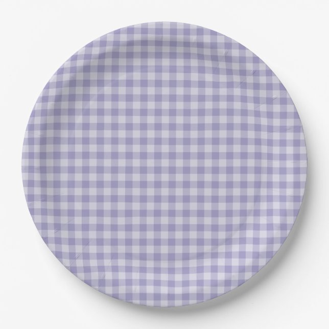 Purple Chequerboard Pattern Paper Plate (Front)