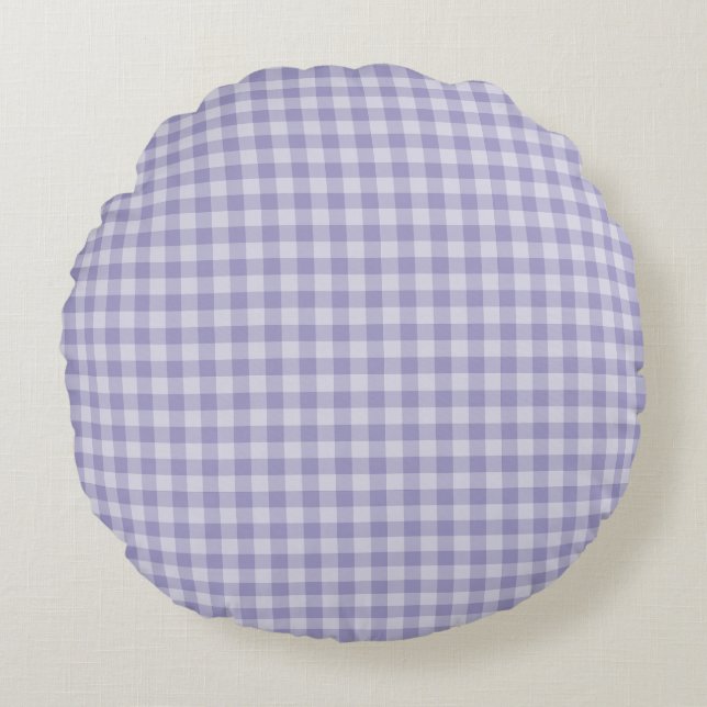 Purple Chequerboard Pattern Round Pillow (Front)