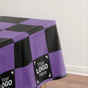 Purple Chequered Business Logo Work Event / Party Tablecloth