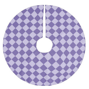 Purple Chequered Diamond Pattern Brushed Polyester Tree Skirt