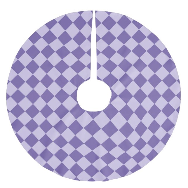 Purple Chequered Diamond Pattern Brushed Polyester Tree Skirt (Front)