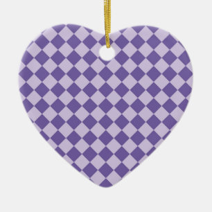 Purple Chequered Diamond Pattern Ceramic Ornament