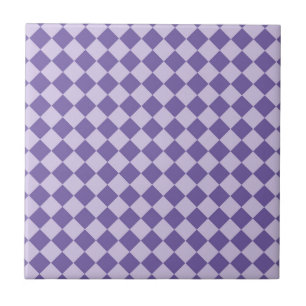 Purple Chequered Diamond Pattern Ceramic Tile