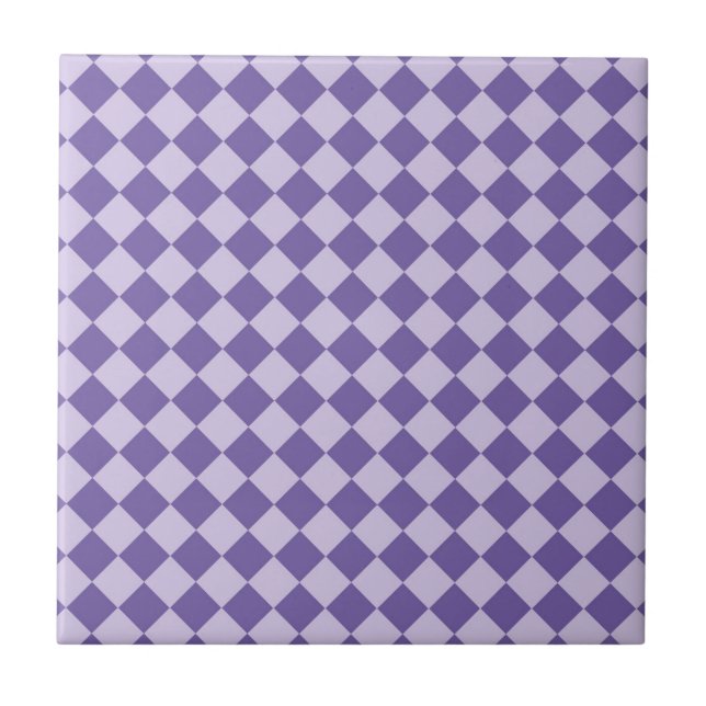 Purple Chequered Diamond Pattern Ceramic Tile (Front)