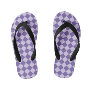 Purple Chequered Diamond Pattern Kid's Flip Flops