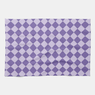 Purple Chequered Diamond Pattern Kitchen Towel