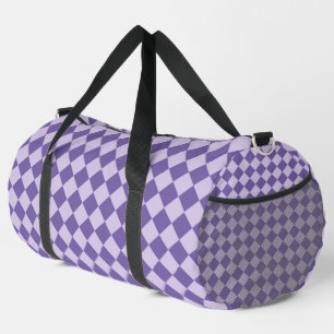Purple Chequered Diamond Pattern Large Duffle Bag