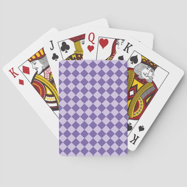 Purple Chequered Diamond Pattern Playing Cards (Back)