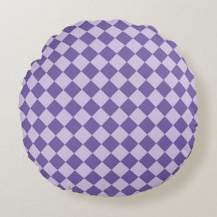 Purple Chequered Diamond Pattern Round Pillow