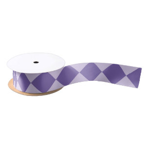 Purple Chequered Diamond Pattern Satin Ribbon