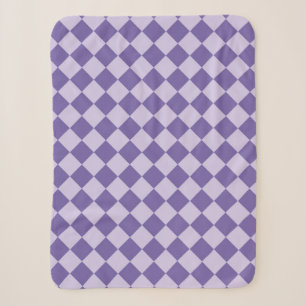 Purple Chequered Diamond Pattern Sherpa Blanket
