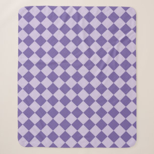 Purple Chequered Diamond Pattern Sherpa Blanket