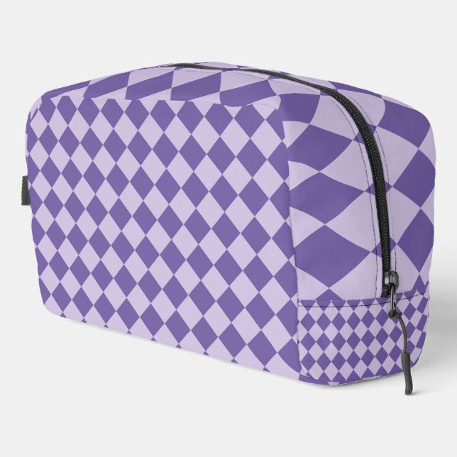 Purple Chequered Diamond Pattern Toiletry Bag (Right Corner)