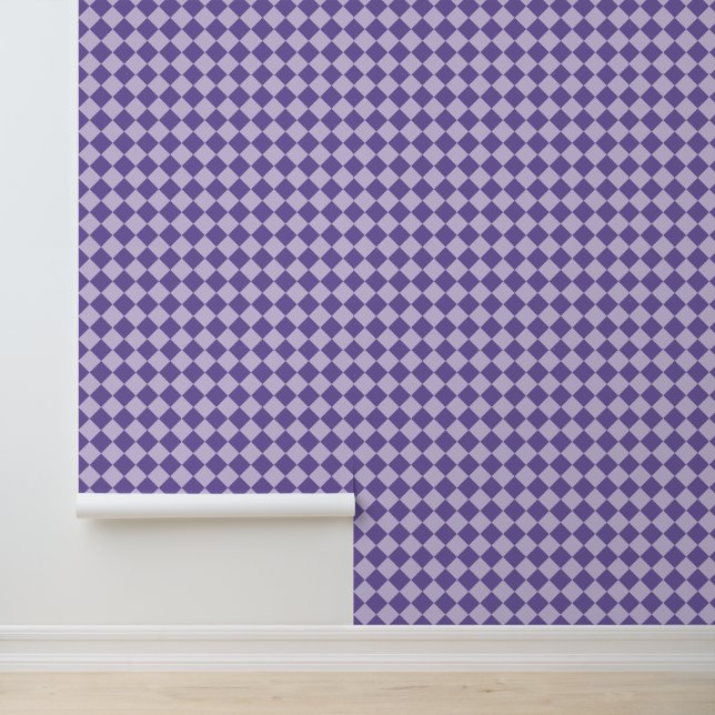 Purple Chequered Diamond Pattern Wallpaper (Application)