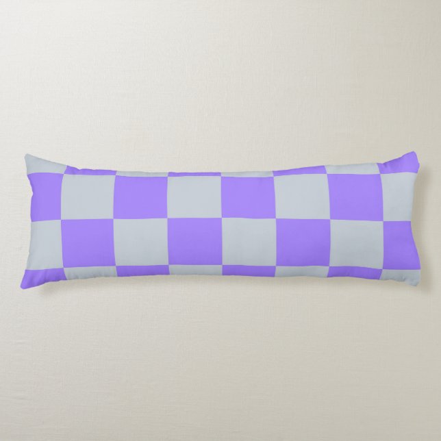 Purple Chequered Gingham Pattern Body Pillow (Front)