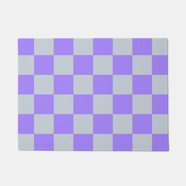 Purple Chequered Gingham Pattern Doormat (Front)