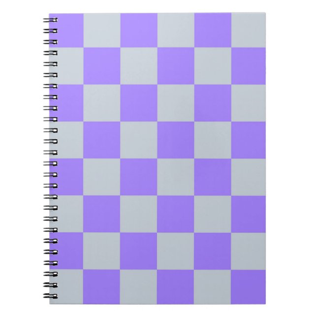Purple Chequered Gingham Pattern Notebook (Front)