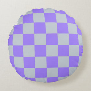 Purple Chequered Gingham Pattern Round Pillow
