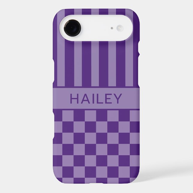 Purple Chequered Striped Personalized (Back)