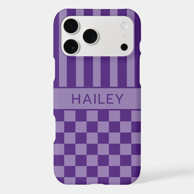 Purple Chequered Striped Personalized (Back)