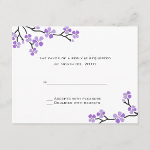 Purple Cherry Blossom RSVP Cards