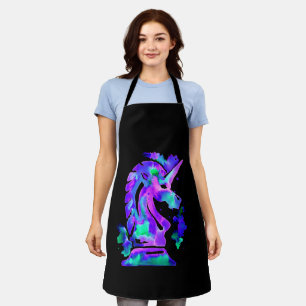 Purple Chess Knight Unicorn Apron