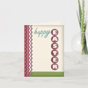 Purple Chevron and Beige Personalized Easter Card