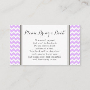 Purple Chevron Baby Shower Book Request Card