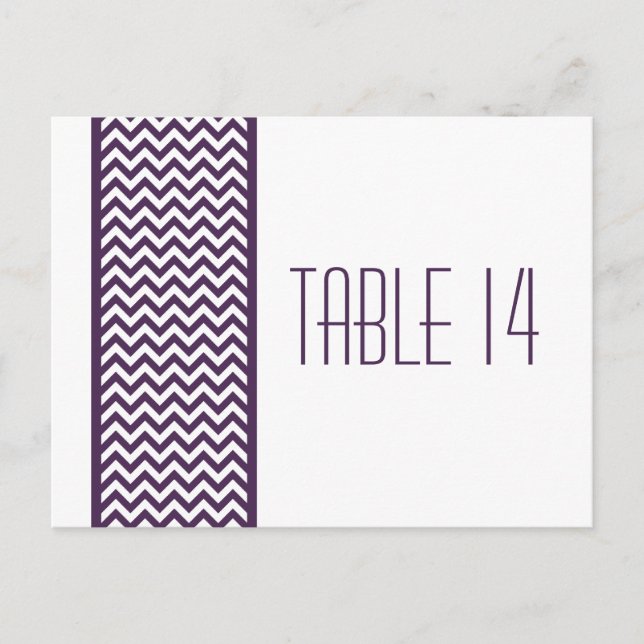 Purple Chevron Border Table Number Postcard (Front)