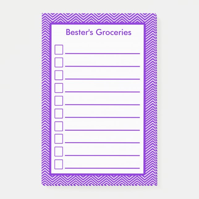 Purple Chevron Check Off List Post-it Notes (Front)