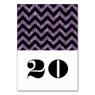 Purple Chevron Glitter Table Card