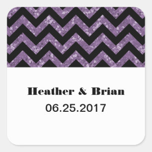 Purple Chevron Glitter Wedding Stickers