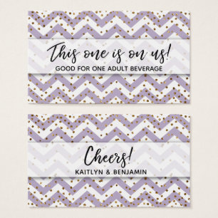Purple Chevron & Gold Confetti Drink Tickets