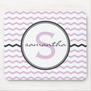 Purple Chevron Monogram Mouse Pad