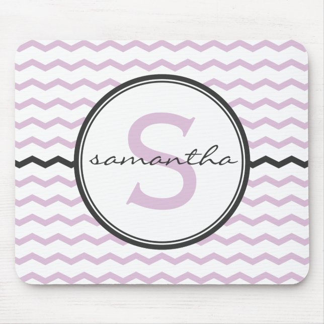Purple Chevron Monogram Mouse Pad (Front)