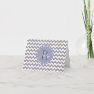 Purple Chevron Monogram Note Cards