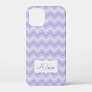 Purple chevron patterned custom name iPhone 12 mini case