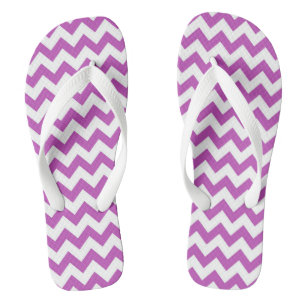 Purple Chevron Patterned Flip Flops