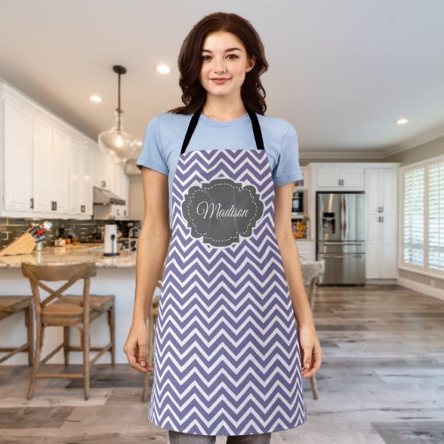 Purple Chevron Personalized Apron (Purple Chevron Personalized Apron)