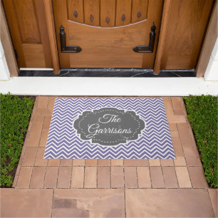 Purple Chevron Personalized Doormat
