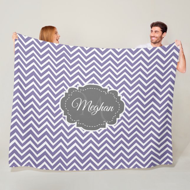 Purple Chevron Personalized Fleece Blanket (In Situ)