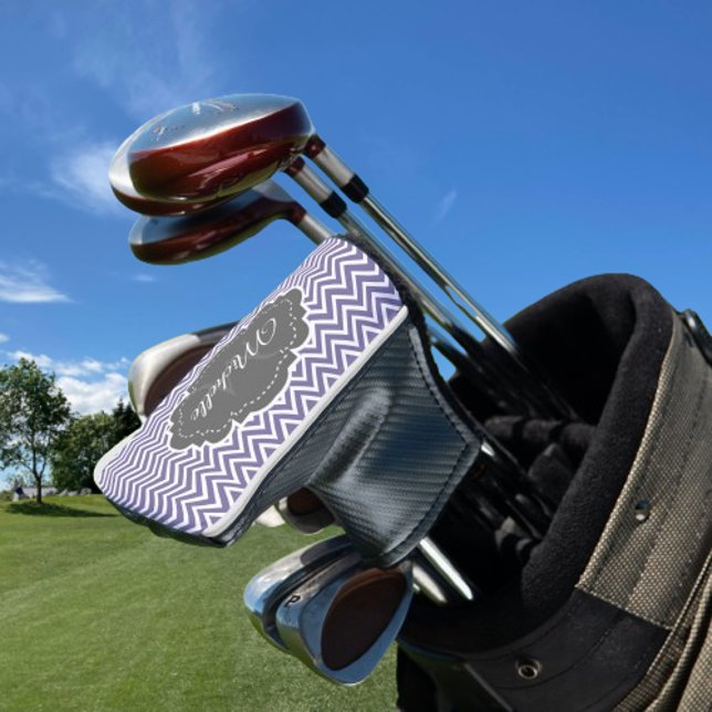 Purple Chevron Personalized Golf Head Cover (Purple Chevron Personalized Golf Head Cover)
