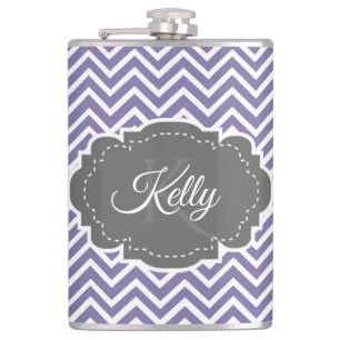 Purple Chevron Personalized Hip Flask