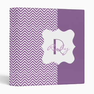 Purple Chevron Personalized Monogram Binder