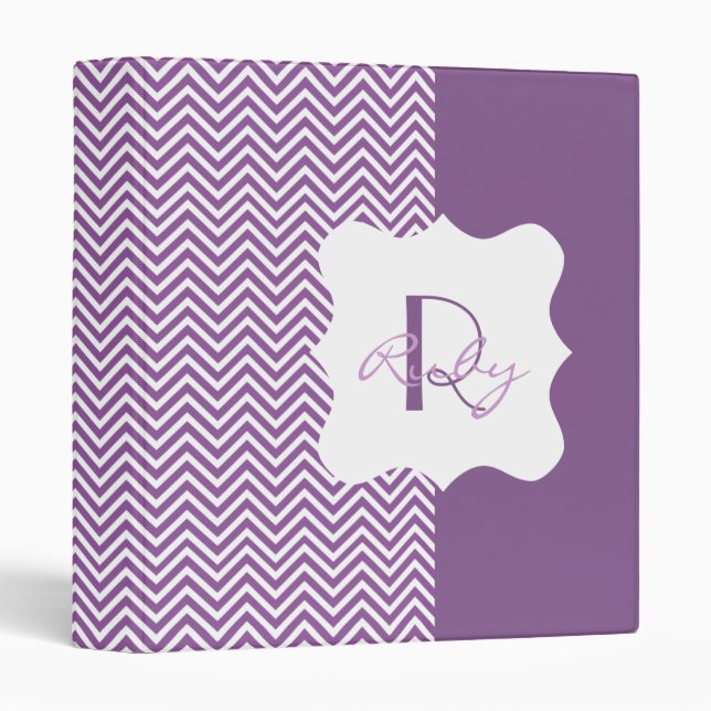 Purple Chevron Personalized Monogram Binder (Front/Spine)