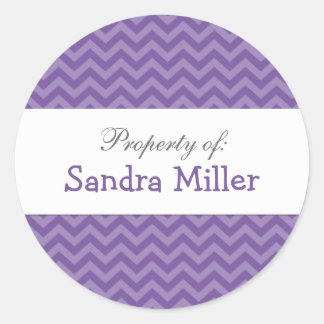 Purple Chevron personalized stickers