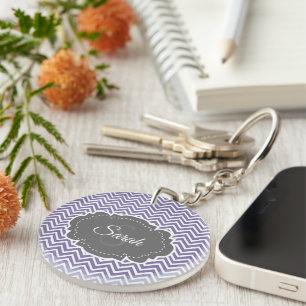 Purple Chevron Personnaliser Porte - clé acrylique